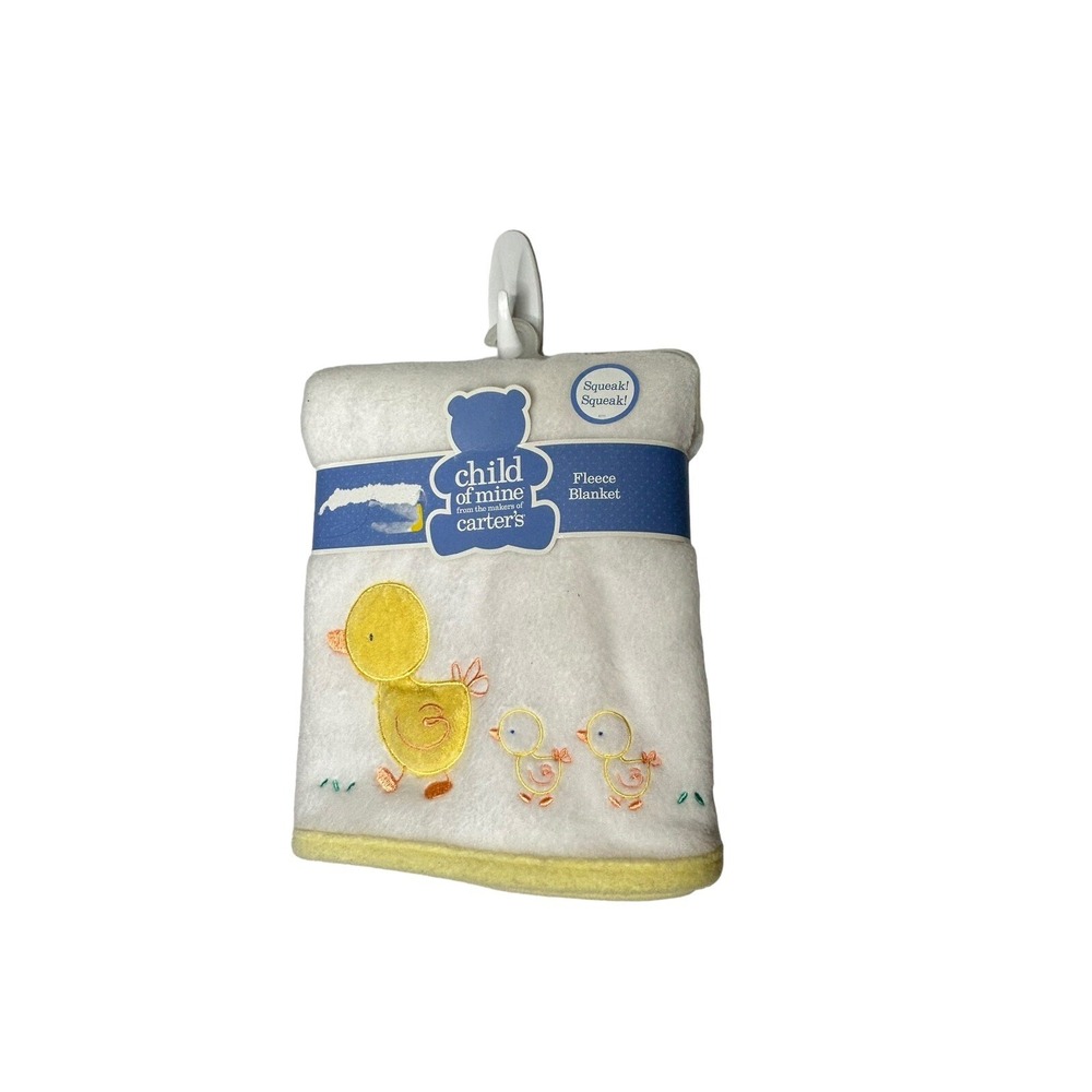 Carter's CHILD of MINE Baby Blanket Lovey Ducks Yellow White Fleece Mom & Babies